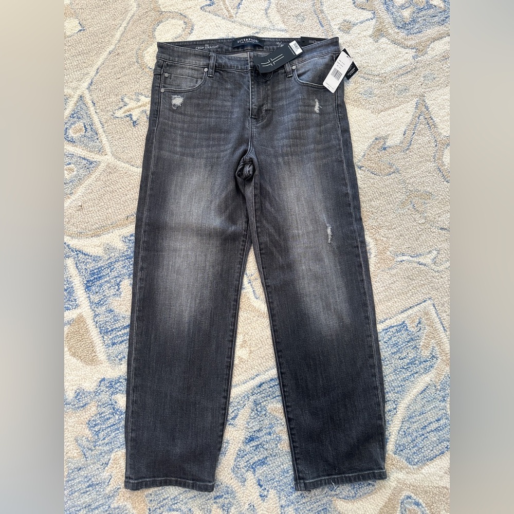 Liverpool Relaxed Distressed Jeans (Crop Straight)